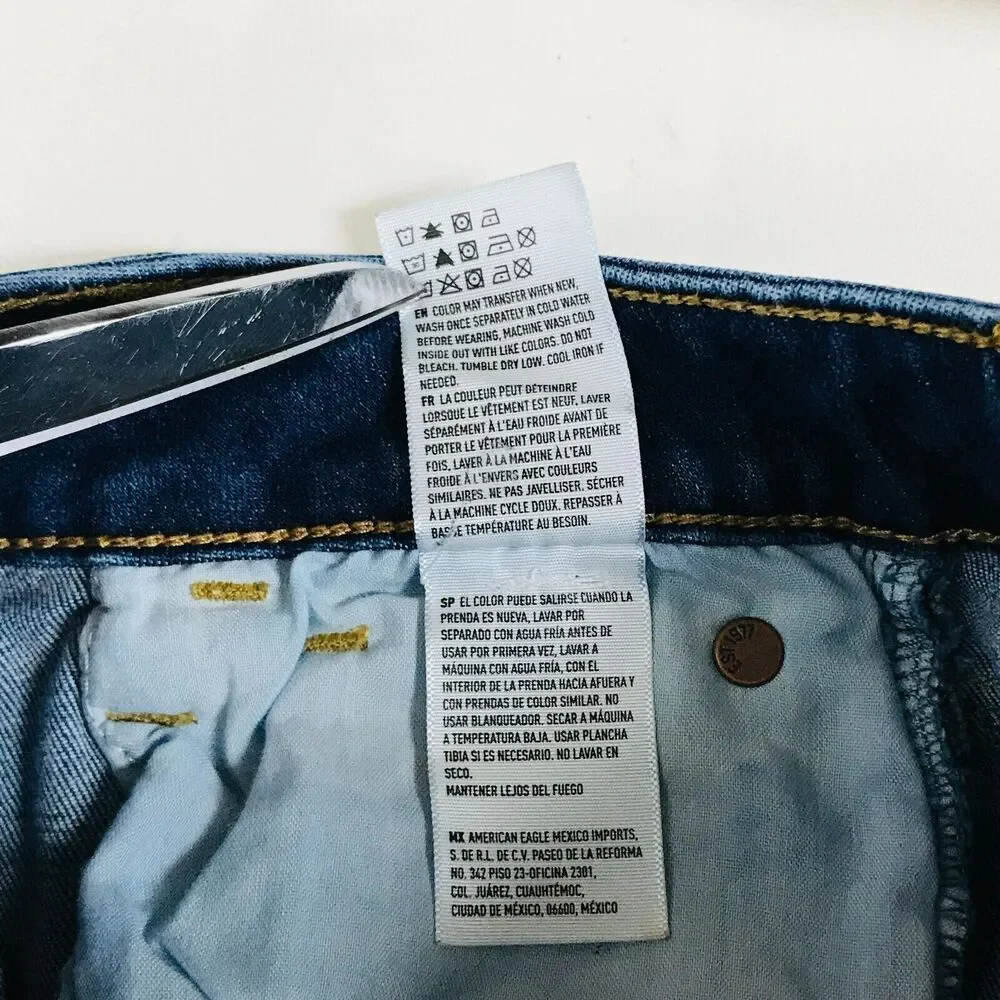 American Eagle Women's 0 Denim Shorts Blue Side Stripe Hi-Rise Shortie CE14